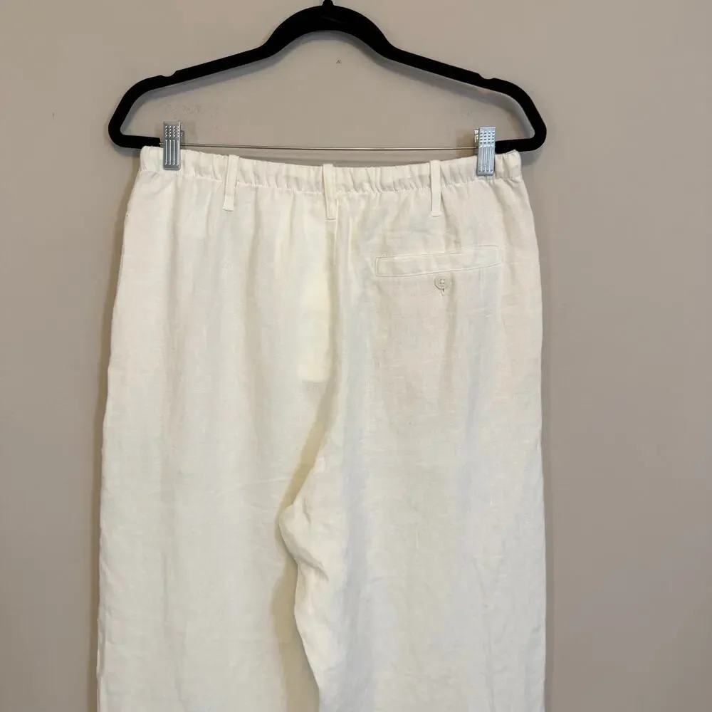 Zara Linen Drawstring Pants M White Beach Resort Summer Casual Comfy Minimalist